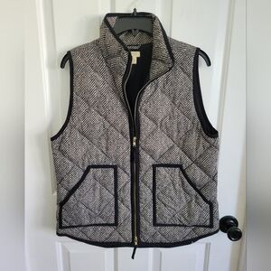 J. Crew Herringbone Quilted Vest Black and White Down Puffer Vest Size  Medium